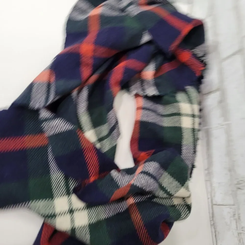 Plaid print large blanket scarf